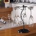 MyGift Freestanding Matte Black Metal Wine Glass Rack, Countertop Wine Holder, Stemware Storage for 6 Glasses with Elegant Scrollwork Design