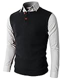 H2H Mens Knitted Sweater Two Buttons Henley Vest