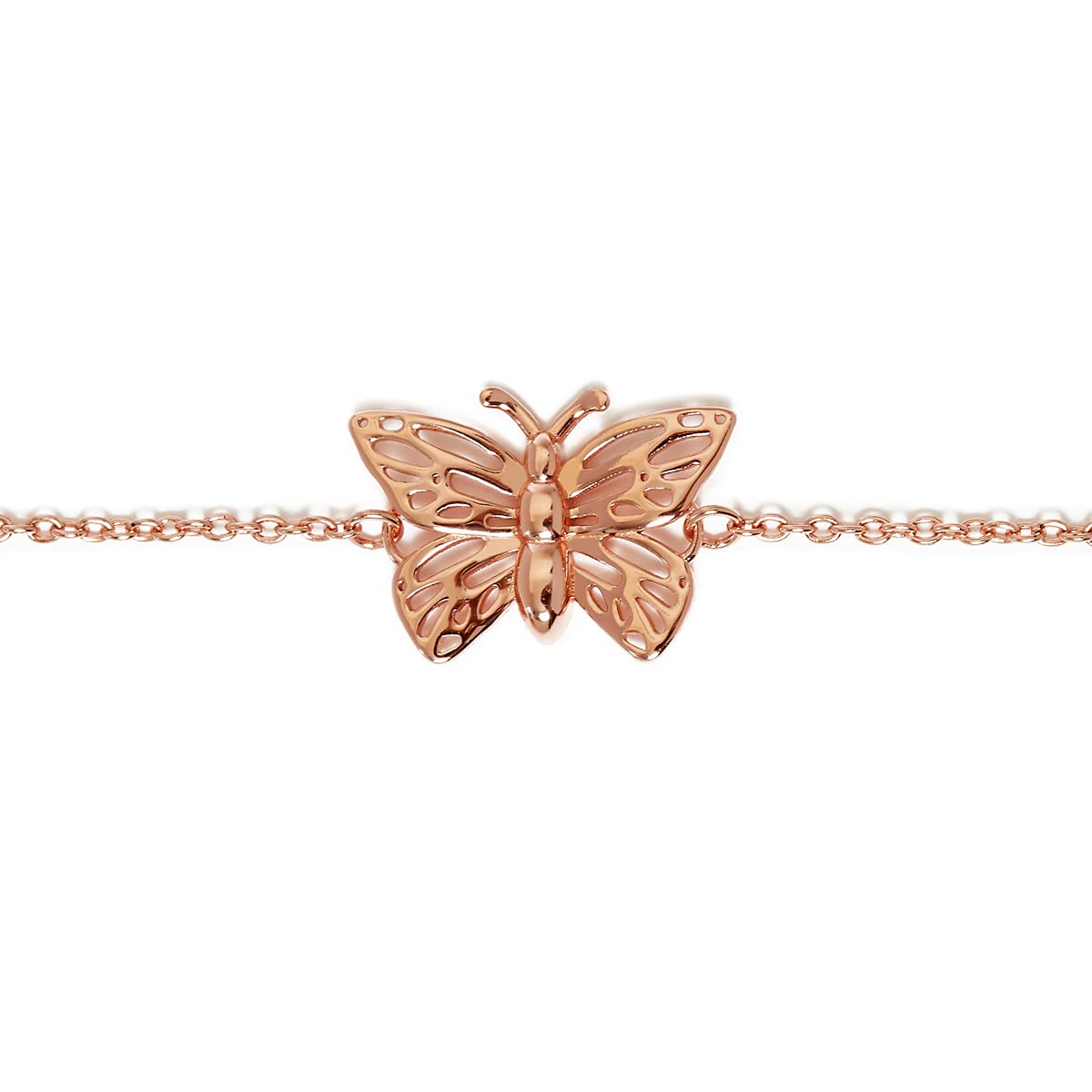 Annie Oak Womens 925 Silver Butterfly 18K Rose Gold Bracelet