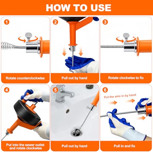 Pipe Cleaning Spiral [10 M] - Drain Cleaner Spiral with Drill Attachment - Ideal Drain Spiral for Environmentally Friendly Pipe Cleaning - Spiral Drain Pipe Cleaning for Sink, Kitchen, Bathroom | High-strength galvanised steel spring core