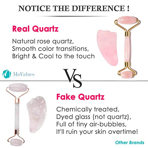Original Jade Roller & Gua Sha Facial Tools, Real Jade Roller for Face - Face Roller, Natural Rose Quartz Roller - Face… - Image 3