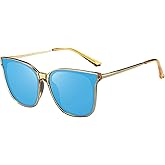 DUCO Oversized Polarized Sunglasses Womens Trendy Mirrored Shades Retro Round Vintage Light Weight UV400 Sun Glasses W016
