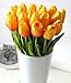 StillCool Artificial Flowers Tulip 12pc/Set Pu Stunning Holland Mini Tulip Real Touch Wedding Flower Artificial Flowers Latex Plants for Party Home Hotel Event Decoration (Orange)