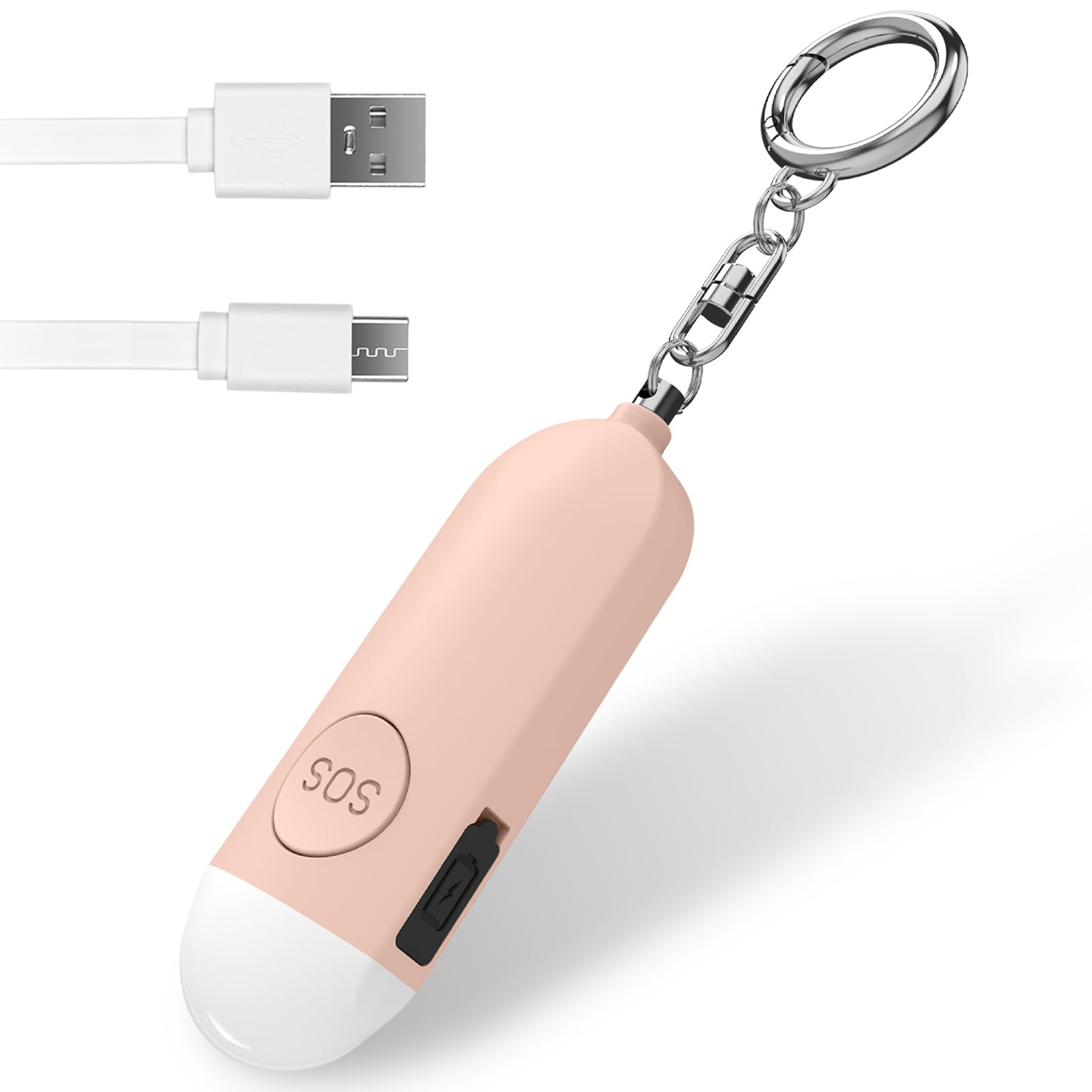 Qoosea Personal Security Alarm - Safesound Rechargeable Siren 130 dB Police Approved Panic Safety Alarm with LED Light, Self Defense Keychain for Kids, Women, Elderly & Students (Pink)