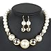 KOSMOS-LI Faux Big Ivory Pearl Choker Necklace with Earrings Set