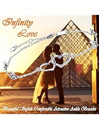 DESIMTION Womens 925 Sterling Silver Heart Love Anklet Bracelet Adjustable Large Bracelet for Women Girls