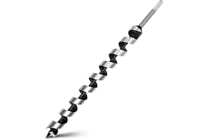 GRIXLEN 1-1/2 x 18 inch Auger Drill Bit for Wood, Hex Shank, 2 Flutes, Stainless Steel, Black Oxide Finish, Perfect for Wood Working and DIY Projects