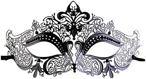 Metal Masquerade Mask for Women - Crown Style Mask with Rhinestones for Mardi Gras, Prom, Halloween, Venetian & Costume Party