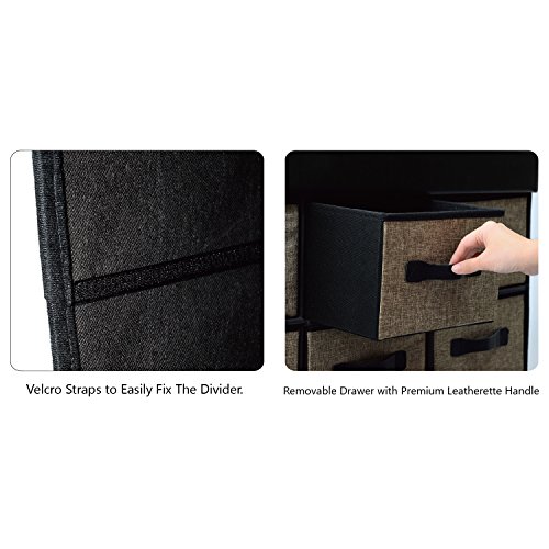 Ikee Design Folding Storage Chest Bench- Faux Leather, Linen Collapsible Foot Rest Stool Seat with 6 Drawers - Thumbnail 6