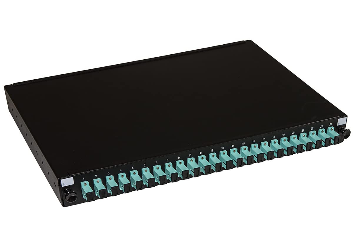 LINK LK24FOSC3 FIBER OPTIC PANEL 19" WITH 24 SC SIMPLEX OM3 ADAPTORS DEEP 250 MM COLOR BLACK
