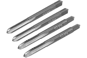 uxcell Metric Hand Tap M5 Thread 0.8 Pitch 3 Straight Flutes H2 Alloy Tool Steel Bottom & Taper Screw Tap Set Tapping Tools f