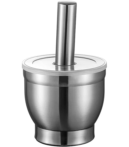 Mortier Pilon Acier Inoxydable Xpieoyrm Avec Base Antidérapante - Broyeur Épices Herbes Noix Cuisine