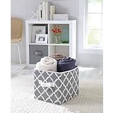 Better Homes and Gardens Collapsible Fabric Storage Cube | 100% Polyester (2, Grey Vertical Trellis)