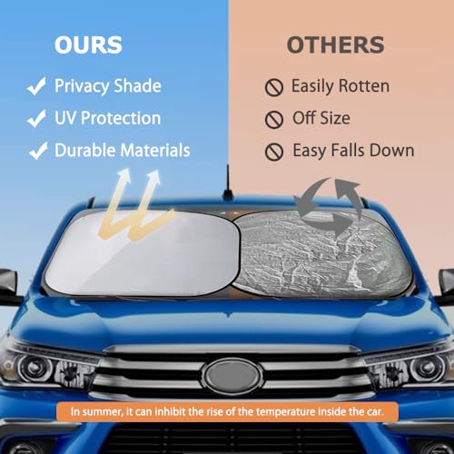 KASUART Car Windshield Sunshade For Y62 Patrol 2010-2024 Foldable Car Sun Shade With Storage Pouch Front Window Reflective Sunshad Car Sun Visor For Car Block UV Rays