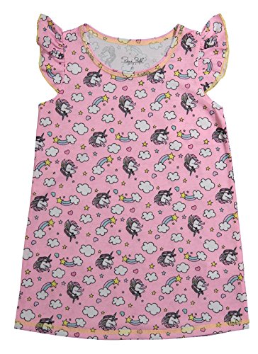 Girls Sleepwear Flutter Sleeve Nightgown Toddler Pajamas (2T, Pink W/Aspen Gold)