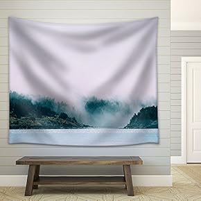 Forest Among The Fog Near The Seashore - Fabric Wall Tapestry Home Decor - 51x60 inches