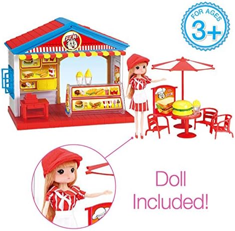Little Girl Gadgets KORU- Ice Cream Toy Cart Pretend Play set With Doll- Barbie Size. (Hamburger Restaurant)