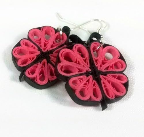 Pink Butterfly Earrings, Handmade Butterflies Eco Friendly Jewelry, Paper Quilling