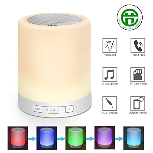 Night Light Bluetooth Speaker, DIGI Marker Touch Sensor Dimmable Table Lamp Color Changing Portable Music Lamp Mood Light with TF Card, AUX Supported, Hands-free Speakerphone