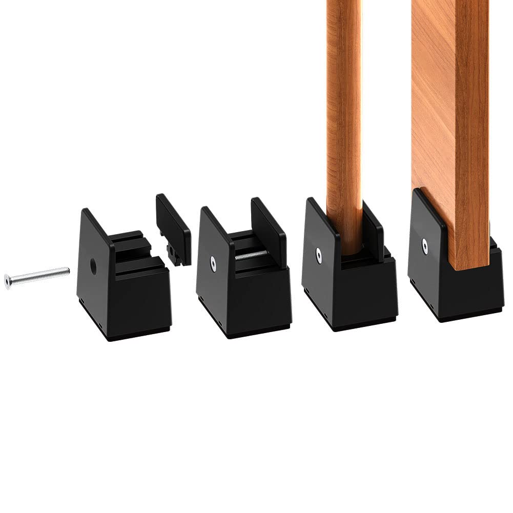 RCHYFEED 5 cm Bed Risers Adjustable Screw Clamp, 2 inch Furniture Risers Heavy Duty 4 Pack Sofa Table Chair Risers Fits 0-1.5" Widths of Furniture Feet, Bed Height Raisers Supports 20,000 lb Black