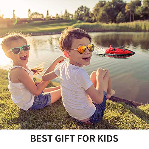 ERollDeep RC Boat Remote Control Boats for Kids,2.4GHz High Speed Remote Control Racing Boat for Pools Lakes Outdoor-Red(Only Works in Water)