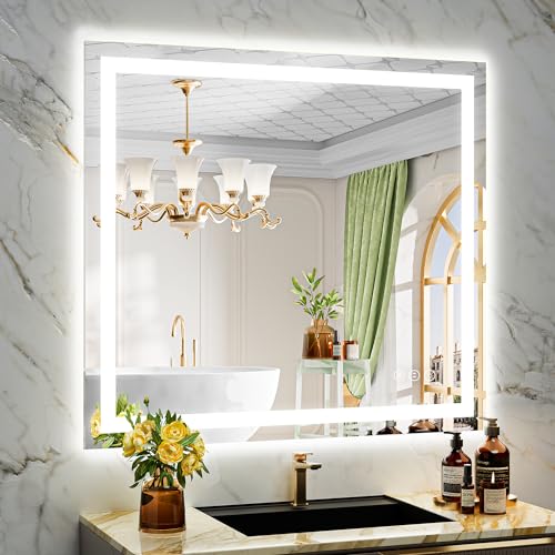 YEELAIT LED Bathroom Mirror 40x36 Inch Dimmable Anti-Fog
