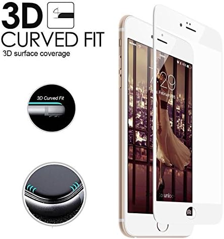 Iphone 7 Plus Screen Protector By Dyvee Iphone7 Plus 3D Edge All Cover Tempered Glass Film (Iphone7 Plus White)