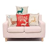 E-Livingstyle 4-Pack/3 Pack Cotton Linen Sofa Home Decor Design Throw Pillow Case Cushion Covers Square 18 Inch (style 2)