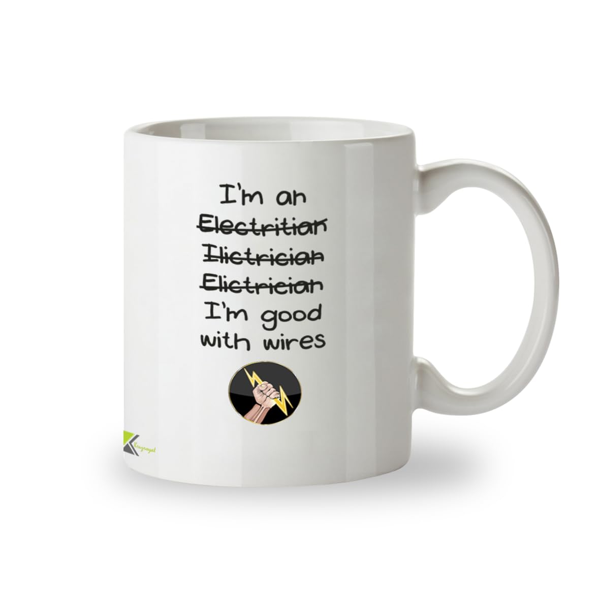 Kruzroyal Funny Electrician Mug | I'm an Electrician, I'm Good with Wires Novelty Idea Coffee Tea Mug | Gift for Electrician, Dad | Cup Tradesman Humour Sarcastic Birthday Present for Men 11oz