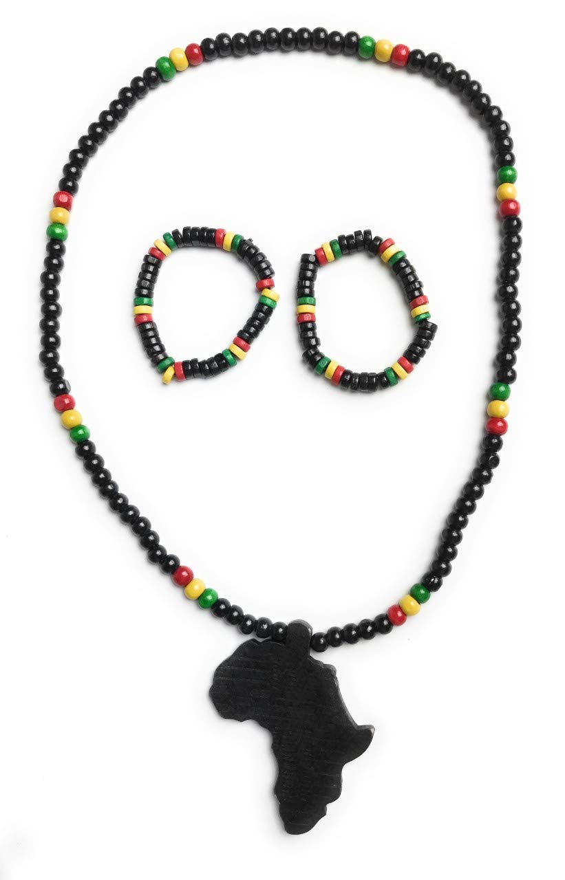 Wigwam 3 PIECE SET Rasta wood bracelets and Necklace