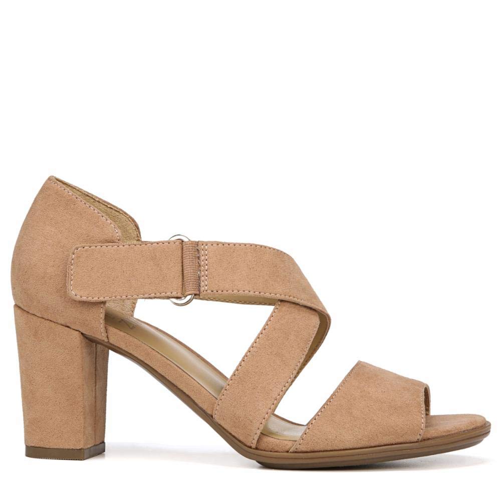 Naturalizer Womens Lindy Leather Peep Toe Casual Slide Sandals, Tan, Size 8.0
