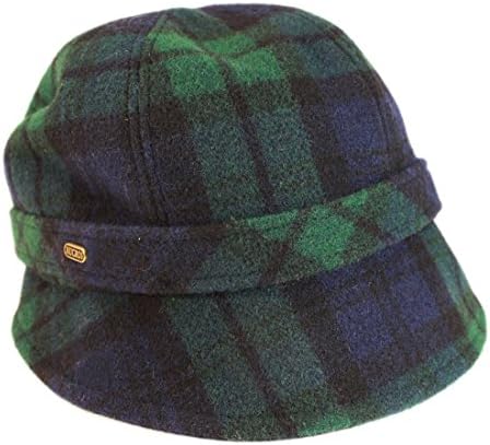 Ladies Irish Flapper Hat Black Watch Plaid 100% Wool