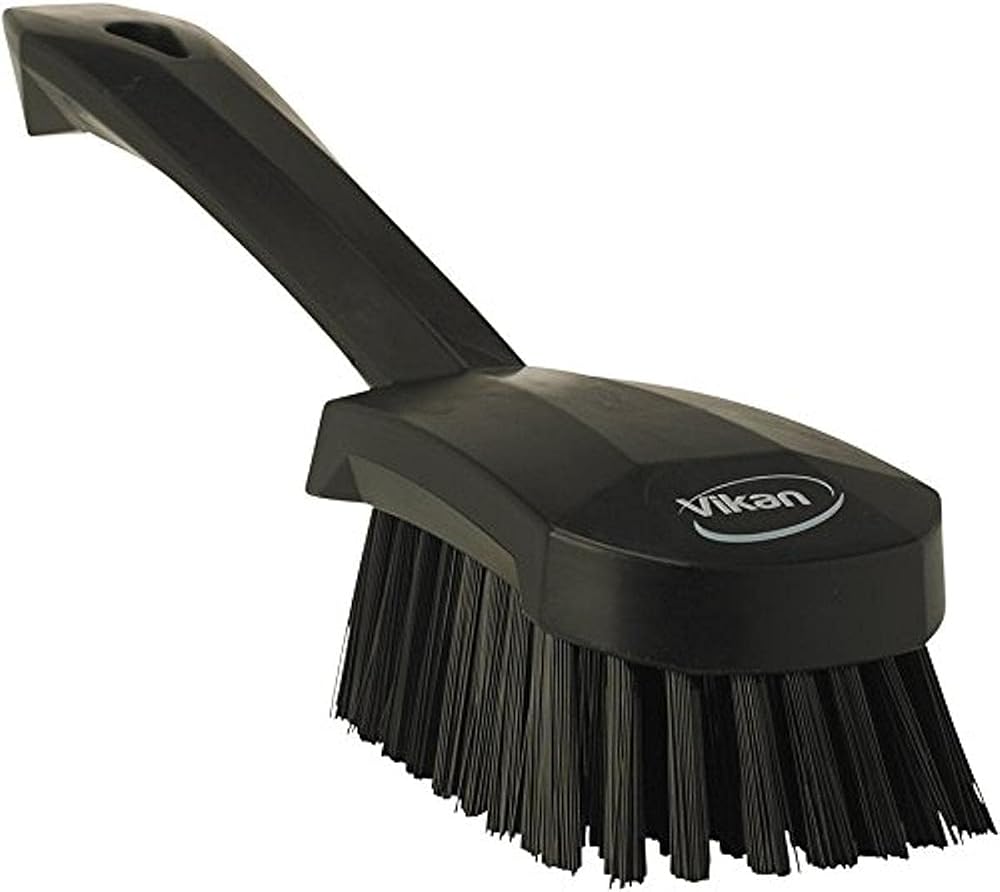 Vikan 41929 Stiff Washing Scrubbing Hand Brush Short Handle 270mm Black