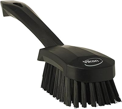 Vikan 41929 Stiff Washing Scrubbing Hand Brush Short Handle 270mm Black