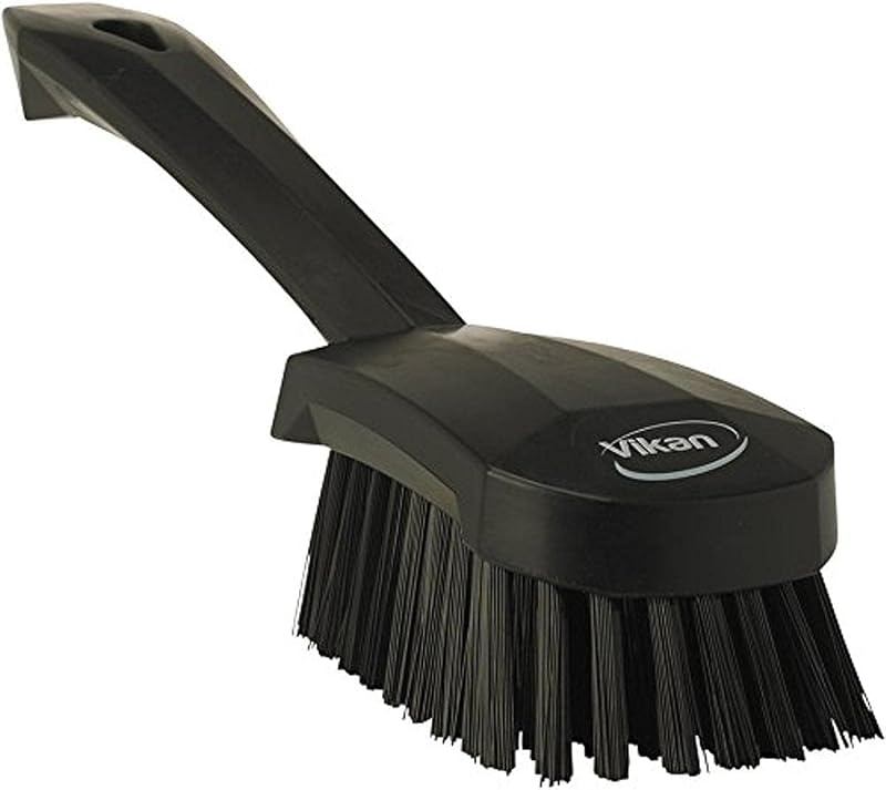 Vikan 41929 Stiff Washing Scrubbing Hand Brush Short Handle 270mm Black