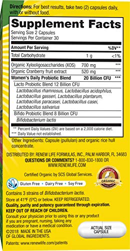 RENEW LIFE WOMEN’S DAILY PROBIOTIC + PREBIOTICS, 60 CT