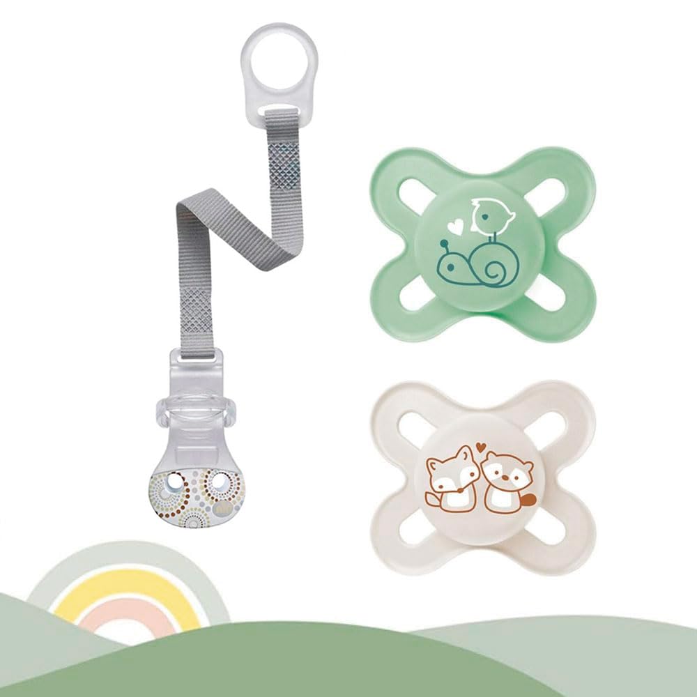 MAM Skin Soft Silicone Dummy Start Especially for Premature and Newborns Extra Small // 0-2 Months Neutral // Set of 2 // Includes Sterilised Transport Box & NIP Dummy Strap