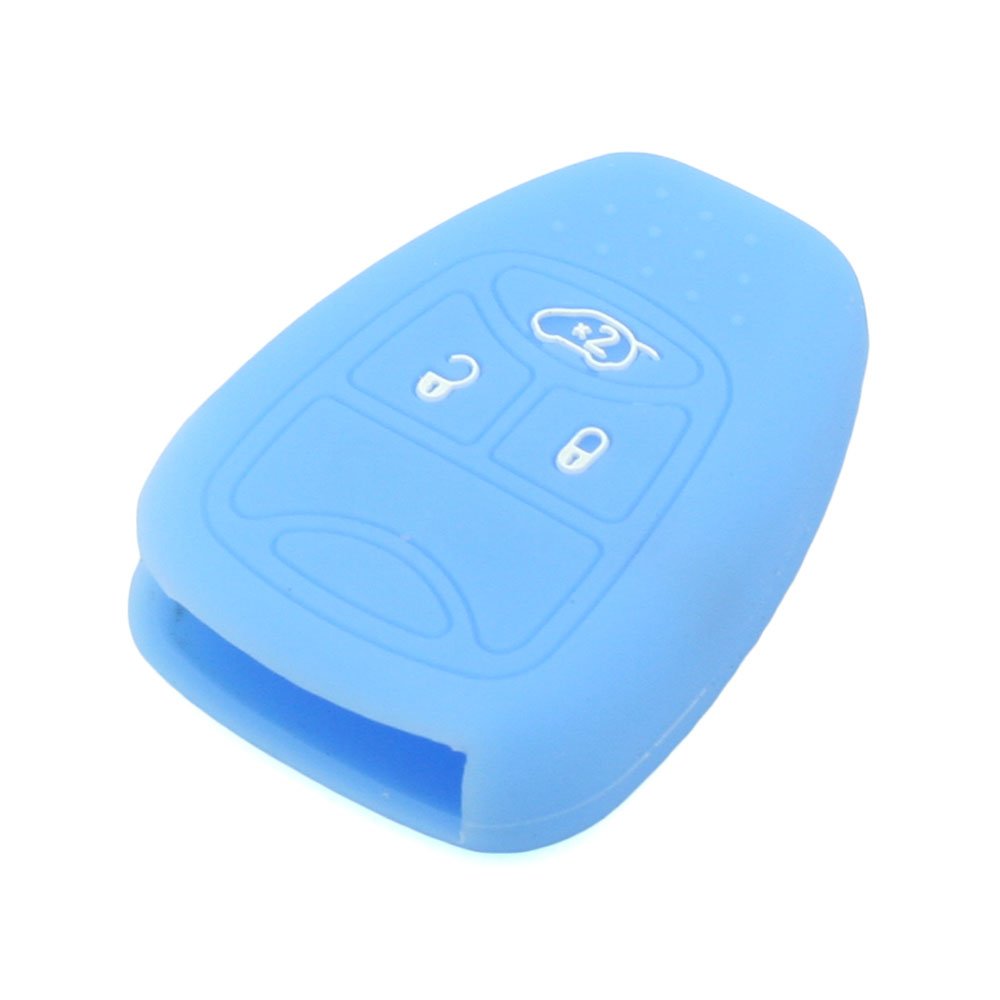 DSP Silicone Cover Skin Jacket fit for CHRYSLER DODGE JEEP Remote Key CV4751 Light Blue
