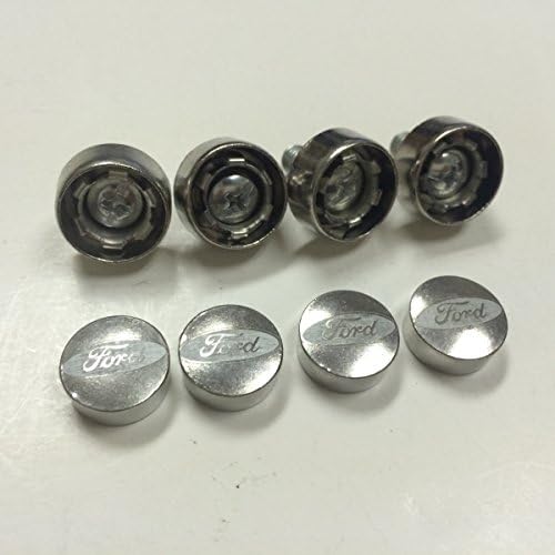 Set of 4 Ford Laser Engraved License Plate Frame Logo Steel Metal Anti Theft Or Removable Screw Cap
