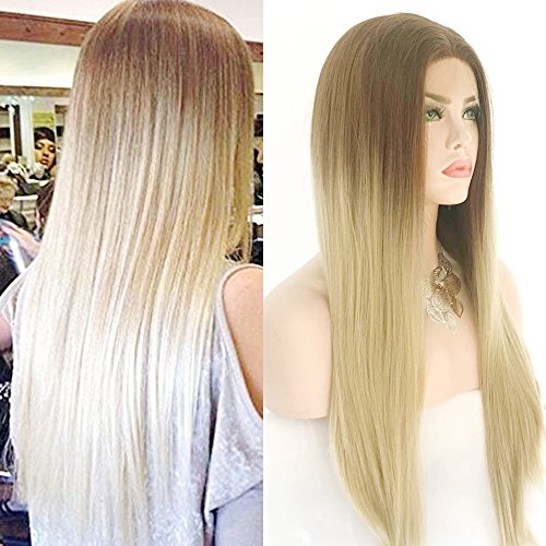 Fennell Long Silky Straight Blonde Ombre Synthetic Lace Front Wig