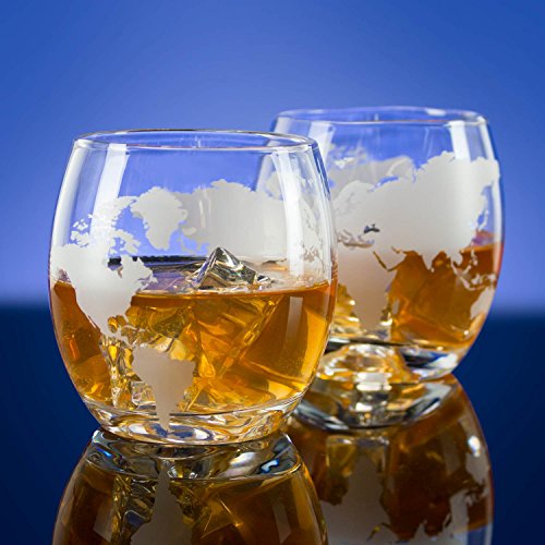 Atterstone Globe Whiskey Glasses, 12-Ounce Whiskey and Scotch Glasses, Great for Gift Giving or Home Bar, Set of 2 - Thumbnail 3