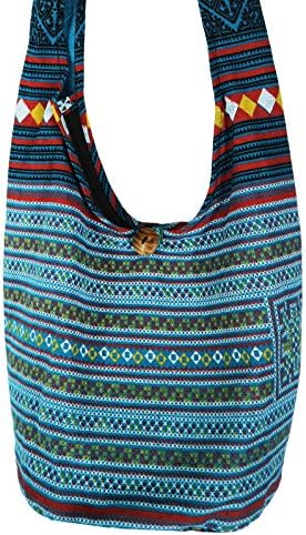 Lovely CreationsHippie Boho New Elephant Crossbody Bohemian Gypsy Sling Shoulder Bag"Small" Size (Turtle Navy Blue)