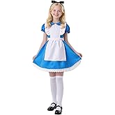 KFVZIU Kids Blue Dress Costume for 3-14 Years Girls Halloween Princess Costumes with Socks Hairband