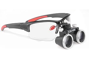 EustomA 3.5X Binocular Loupes Head Magnifier Frame Anti Slip 420mm Working Distance Optical Glasses Angle Adjustable for Lab DY-117 (Black)