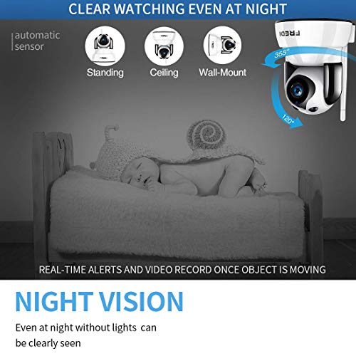 FREDI Baby Monitor,Pet Camera- Wireless Security Camera with Night Vision/Two Way Audio/PTZ/Motion Detection,2.4G WiFi IP Camera Indoor Surveillance Camera for Nanny/Pet/Dog Camera with Phone APP