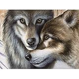 Wolf 5D Diamond Painting by Number Kit, Staron DIY Diamond Embroidery Painting Cross Stitch Kit 5D Diamond Crystal Rhinestone Embroidery Painting DIY Art Craft Canvas Wall Decor (Wolf Lover 2❤️)