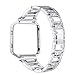 bayite Metal Bands with Frame Compatible Fitbit Blaze Rhinestone Bling Replacement Accessory Bracelet Women, Silver