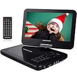 DBPOWER 10.5" Portable DVD Player with Swivel Screen, 3 Hours Rechargeable Battery, SD Card Slot and USB Port - Black