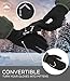 Tough Outdoors Running Mitten Gloves with Touch Screen - Winter Glove Liners with Convertible Mittens Cover for Texting