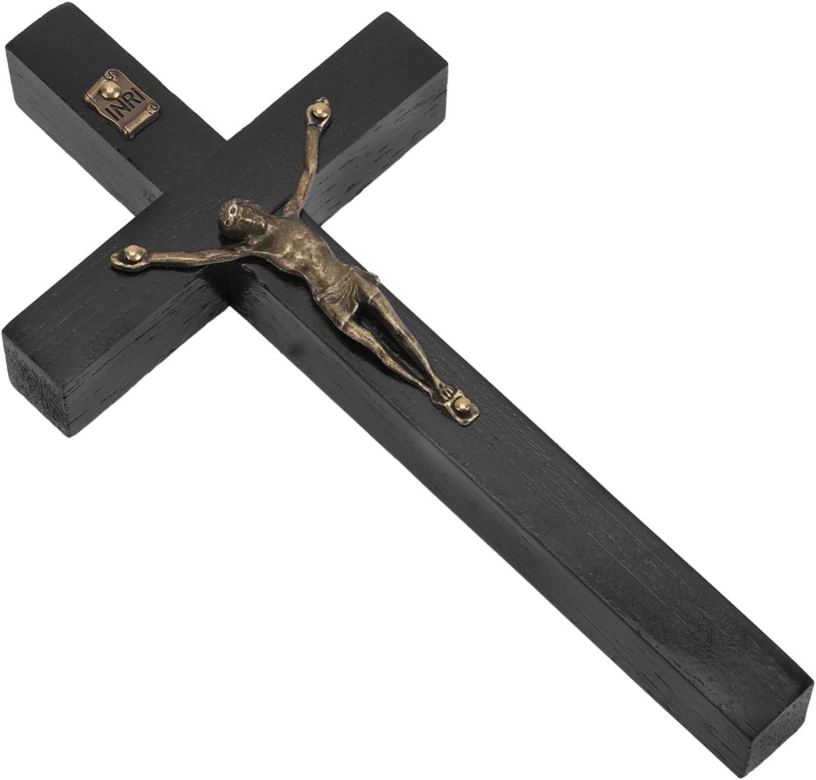 Garneck Christian Wood Wall Cross Wall Mounted Art Craft Hanging Zinc Alloy Jesus Cross Crucifix Christian Gifts Home Wall Decoration (Random Color)